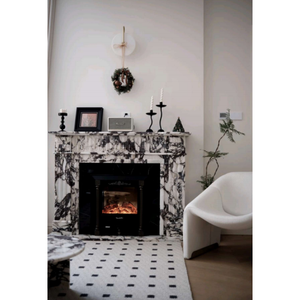 <span class=keywords><strong>Caminetto</strong></span> in marmo CAD con telaio in acciaio integrato e set di cornici in travertino beige monoblocco, supporto per disegni tecnici per interni - Product Image 4