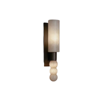 Applique murale LED en cuivre et marbre naturel, style luxe léger, pour villa, salon, chambre, couloir/allée