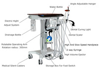 Chariot dentaire mobile professionnel EUR VET pour clinique médicale et vétérinaire, unité dentaire mobile avec compresseur, instrument vétérinaire à pousser