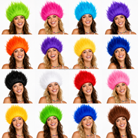 Perruque de troll bleue drôle et moelleuse à pointes pour adultes, idéale pour les fans de football, les festivals de musique, les soirées à thème et le cosplay