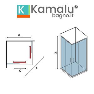 Kamalu KE-1000G Box Doccia Oro Satinato 90x130mm con Doppia Porta Scorrevole in Acciaio Inox Senza Telaio in Ottone per Bagno - Product Image 2