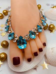 Шлепанцы с голубыми стразами - Product Image 4