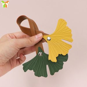 Handcrafted Ginkgo&Green Leaf Pu Bag Handbag Purse <b>Charm</b> Unique Leather Accessory Gift Ginkgo Keychain - Product Image 5