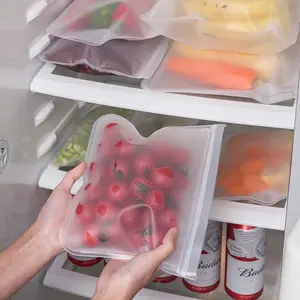 Saco reusável, fruto selado ereto do refrigerador do recipiente do armazenamento do alimento do silicone e saco vegetal do armazenamento Saco Ziplock