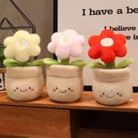 Peluche de dessin animé en forme de plante en pot, mignonne, motif Fleur d'argent et Tournesol, décoration de table pour la maison