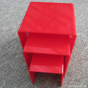 קונסולת אקריליק אדומה שולחן קן לוסיט כיסא שולחן קפה סט שולחן לילה של 3 שולחנות קצה קפה - Product Image 3