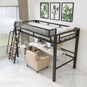 <span class=keywords><strong>Lit</strong></span> <span class=keywords><strong>superposé</strong></span> en fer style loft nordique, design duplex à deux niveaux, gain de place, avec bureau et rangement, pour dortoir et appartement - Product Image 4