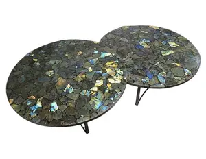 Table basse en labradorite de marbre naturel poli de haute qualité pour la décoration du salon