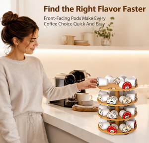 Support de rangement rotatif à 4 niveaux en bambou pour dosettes de <span class=keywords><strong>café</strong></span> <span class=keywords><strong>Nespresso</strong></span> K Cup, pour comptoir de cuisine, bar à <span class=keywords><strong>café</strong></span> - Product Image 6