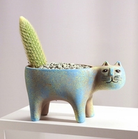 Chat mignon Pot de fleur succulente en céramique personnalité créative Simple queue de singe poste Cactus Pot de fleur