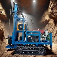 Foreuse hydraulique sur chenilles 100m 200m pour puits d'eau, petite machine de forage portable pour puits profonds, exploration aquifère agricole et minière