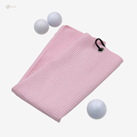 Microfibre Gaufre Broderie Balle De Golf Serviette De Nettoyage Personnalisé RPET Accessoires De Golf avec Brosse Produit De Qualité Premium