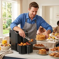 Friteuse à air sans huile 8-en-1 à double panier et écran tactile, 9L, grande capacité moderne, pour cuisine domestique, camping en extérieur, cuisson saine