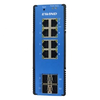 Ewwind tidak termasuk jaringan catu daya 128Gbps 12 port Gigabit terkelola industri PoE Switch untuk IP kamera dan AP nirkabel
