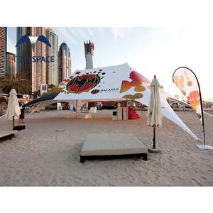 OEM baskı plaj güneş barınak 2 kutuplu yıldız gölgelik çadır