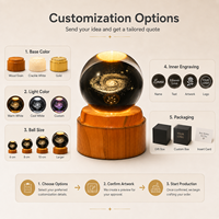 Boule de cristal gravée au laser 3D rotative automatique personnalisée avec base LED chaude, cadeau personnalisé, décoration