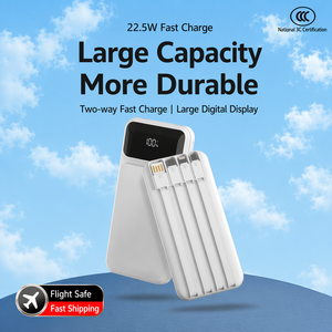 <span class=keywords><strong>Batterie</strong></span> externe 10000mAh, charge rapide 22.5W avec 4 câbles intégrés, chargeur portable de grande capacité, <span class=keywords><strong>batterie</strong></span> externe universelle - Product Image 1