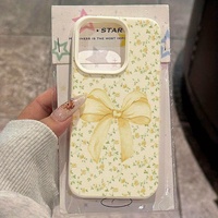 Casing HP INS Yellow Bow untuk iPhone 14 15 16 17 Pro Max, Pelindung Anti Benturan Kulit Coque, Penutup Belakang Lembut Funda