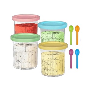 Ninja Creami Deluxe Ice Cream Cup For NC500 NC501 Plastic Storage With Lids And Spoons - Product Image 1