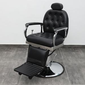 Silla de Barbero Clásica Vintage Belmont Negra, Verde, Dorada y Roja, con Bomba Hidráulica y Reclinable, para Salón de Belleza - Product Image 4