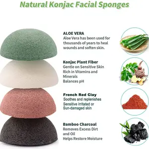 Esponja konjac de rótulo privado, esponja orgânica, removedor de maquiagem para limpeza do rosto, esfoliante konjac