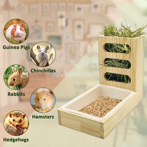 Alimentador de alimentos de madera personalizado, dispensador de heno de conejito de <span class=keywords><strong>Chinchilla</strong></span>, soporte para hierba de animales pequeños, alimentador de heno de conejo con caja de arena - Product Image 3