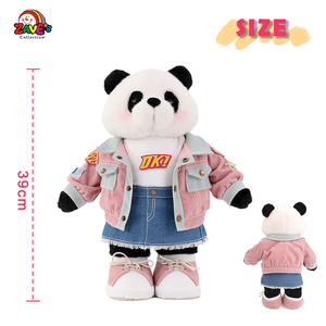 Zave 15.5 pollici in piedi <span class=keywords><strong>Panda</strong></span> morbido giocattolo rosa Denim abito da gioco mostra tessuto bianco nero PP cotone pelle amichevole - Product Image 6