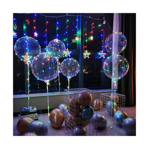 Wholesale bobo ballon 18/20/24/32 inches light led balloon with sticker for party decoration and gift for kids