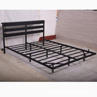 Lit double transfrontalier, lit simple, en fer forgé, acier-bois, cadre en fer, extra-épais, robuste, moderne, minimaliste, pour dortoir BF-1063