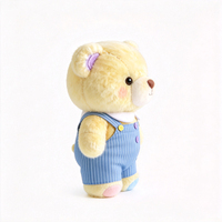 En gros, Peluche ours jaune mignon en tissu doux avec salopette