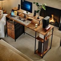 Bureau d'ordinateur pour bureau à domicile au design minimaliste avec 3 tiroirs de classement et étagère de rangement pour chambre à coucher ou bureau
