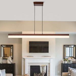 SKD Sunsir noir noyer couleur linéaire suspension moderne grain de bois métal plafond suspension lampe minimaliste LED suspension - Product Image 4