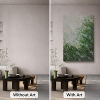 Peinture à l'huile abstraite en acrylique impasto, appliquée à la main, en grès vert, texture 3D, biophilique, Wabi-Sabi, pour entrée, sur toile murale