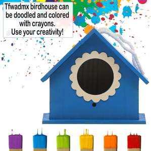 Maison d'oiseau décorative en bois: <span class=keywords><strong>nichoir</strong></span> extérieur suspendu <span class=keywords><strong>pour</strong></span> perruche de jardin, hirondelle, moineau, pinson - Product Image 2