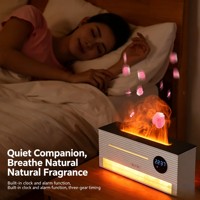 Diffuseur d'arômes à flamme simulée, humidificateur ultrasonique en pierre de sel, télécommande, horloge, alarme, lumière de feu bicolore, silencieux, pour usage hôtelier