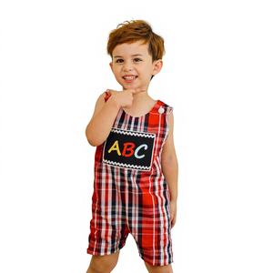 Body para Bebé Niño 100% Algodón Tejido Sin Mangas con Cierre de Botones, Retardante de Llama, Diseño Fruncido en la Espalda, Regreso a Clases, ODM - Product Image 1