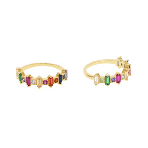 rainbow Cubic Zirconia <strong>Ring</strong> <strong>Gold</strong> Plated 2023 New Arrived Finger <strong>Cocktail</strong> Fashion Jewelry <strong>Rings</strong> - Product Image 4
