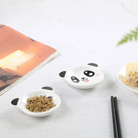 Assiette à condiments mignonne en forme de petit panda de dessin animé, style japonais, forme irrégulière, design minimaliste et frais, compatible micro-ondes, petite assiette pour