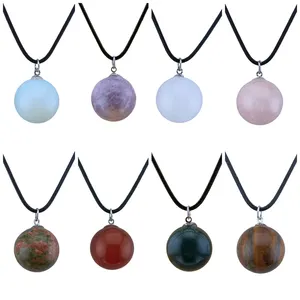 Collana con ciondolo in cristallo con sfera Vintage con corda in pelle Chakra Charm Crystal Anniversary Gift for Friends and Lovers - Product Image 1