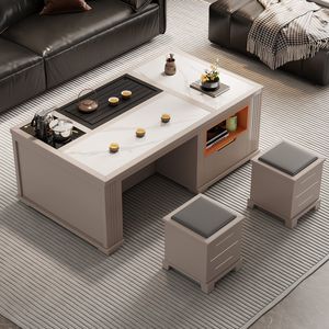 Kung Fu Tea <b>Table</b> Living Room <b>Set</b> With Storage Square Artificial Board Desk For Home Office Use - Product Image 1