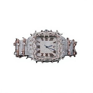 Reloj de lujo para mujer con diamantes, elegante caja, números romanos analógicos, cristal de zafiro, correa de acero inoxidable, cierre tipo joyería. - Product Image 1