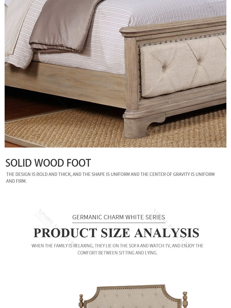 nordic modern best selling antique solid wood frame american oak double bed bedroom furniture set