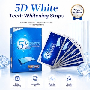 <span class=keywords><strong>Bandes</strong></span> <span class=keywords><strong>blanchissantes</strong></span> pour les <span class=keywords><strong>dents</strong></span> 5D sans sensibilité, 7 paires, 14 pièces, blanchiment des <span class=keywords><strong>dents</strong></span>, saveur menthe, élimination des taches de café et de thé, utilisation à domicile, OEM ODM - Product Image 1