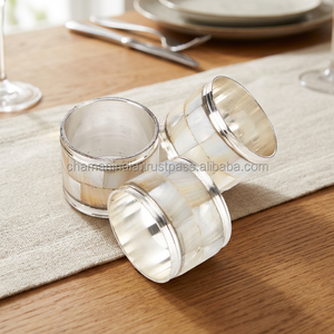 Mother of Pearl <b>Silver</b> Plated Eco-Friendly Brass <b>Napkin</b> Ring - Product Image 3