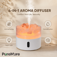 Diffuseur d'arômes OEM à brume fine avec lumière d'ambiance chaude et humidificateur à sel de cristal pour chambre, maison et spa, idéal pour la relaxation