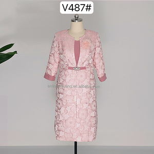 Robes roses classiques et élégantes, tailles plus, vêtements pour femmes, tenue d'église, vêtements du dimanche turcs, robe de bureau - Product Image 1