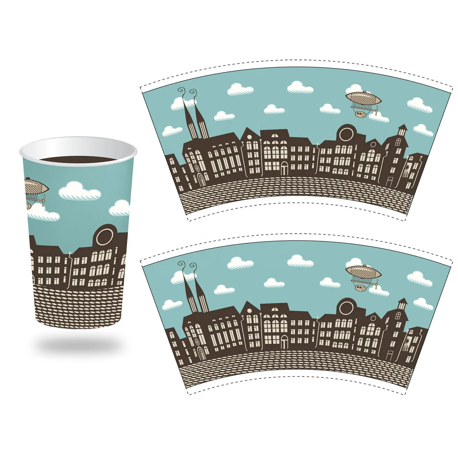 Milieuvriendelijk 100% Biologisch Afbreekbaar Papier Cup Fan, Custom Print Paper Cups Fans, Composteerbaar Papier Cup Grondstof