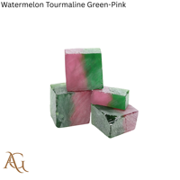 Aditya Gems Nano Matière Brute de Tourmaline Pastèque Bicolore (Vert Rose) Synthétique de Laboratoire, Simulée et Créée pour la Lapidaire