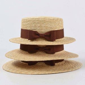 Wholesale Women's Fine Wheat <b>Straw</b> Boater <b>Hat</b> with Ribbon High Quality Outdoor Sports Casual <b>Straw</b> <b>Hats</b> - Product Image 1