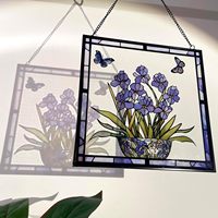 Attrape-soleil en verre teinté avec un motif de papillon iris bleu |   Artisanat en verre véritable de 78 pouces, fait main |   Décoration de jardin d'inspiration naturelle |   Cadeau unique